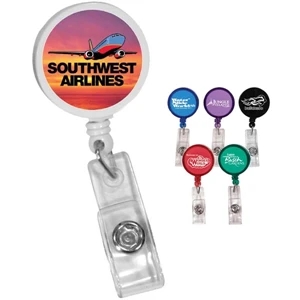 Round Badge Holder With Alligator Clip, Extends To 35", Full Color Digital