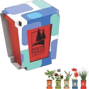 3" Tall Planter With Your Choice Of Seed Packets & Soil Disk, Full Color Digital