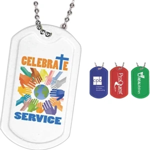 Durable Plastic Dog Tag With Beaded Ball Chain, 4 1/2", Full Color Digital