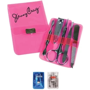 Travel, Vinyl Manicure Kit, Contains Clippers, Cuticle Tool, Tweezers, And More