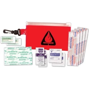 Clip 'n Go - First Aid Kit With Bag, Bandages, Towelettes And Ointment And Gauze Pad