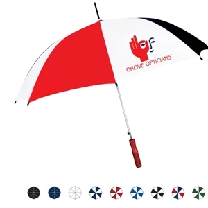 Sleek Automatic Open Fashion Stick Umbrella With A Genuine Wood Handle; 48"arc