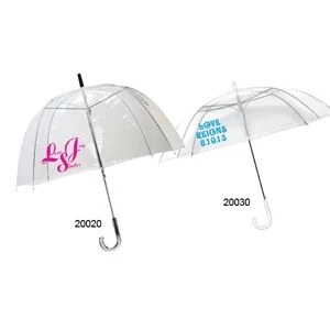Bubble Collection Clear Automatic Open Umbrella With White Plastic Crook Handle