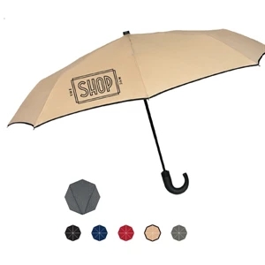 Automatic Open And Close Umbrella With Traditional Black Wood Crook Handle; 43" Arc