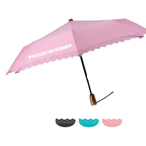 Eyelet Fashion Umbrella With Automatic Open And Close & Sleeve With Cutouts; 43" Arc