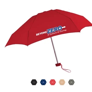 Genie Folding Umbrella With Polyester Fabric And Matching Rubberized Handle; 40" Arc