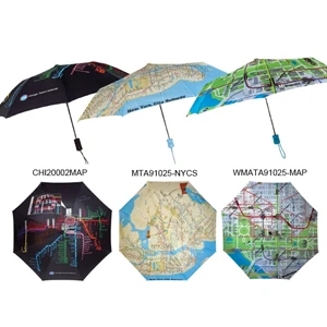 Subway Automatic Open Umbrella With Map Of New York City Subway System; 43" Arc