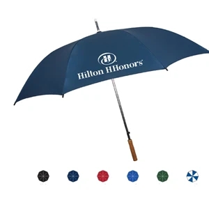 Storm Economical Golf Umbrella With Genuine Wood Handle And Matching Sleeve; 60" Arc