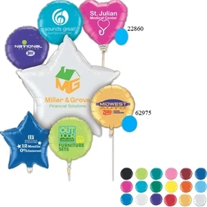 Qualatex (r) - 1 Color - Heart - Small Quantity Microfoil (r) 18" Round Or Heart Shaped Balloon