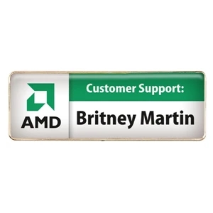 Jeweler's Pin - Die Cast Metal Name Badge With Four Color Process Domed Imprint, 1"w X 3"h