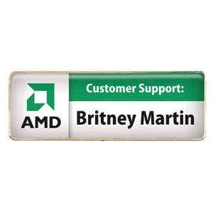 Magnet Bar - Die Cast Metal Name Badge With Four Color Process Domed Imprint, 1"w X 3"h