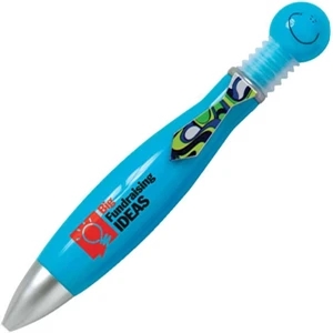 Phat Swanky - Blue - Plunger Pen With Smiley Face And A Unique Tie Shaped Clip