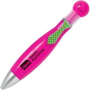 Phat Swanky - Pink - Plunger Pen With Smiley Face And A Unique Tie Shaped Clip