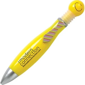 Phat Swanky - Yellow - Plunger Pen With Smiley Face And A Unique Tie Shaped Clip