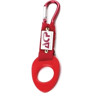 H2o On The Go (tm) - Red - Water Bottle Holder, With Clip And A Digital Label Placed On Metal Anodized Plate