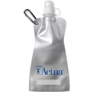 H2o 2 Go - Silver - Reusable Collapsible Water Bottle With Carabiner, Removable Cap