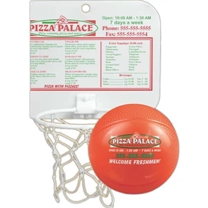 Backboard With Imprinted Basketball - Can Be Affixed To Almost Any Surface. Double Sided Tape Included