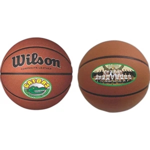 Full Size Synthetic Leather Basketball; 29.5" In Circumference With Full Color Process