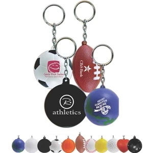 Tennis Ball - Soft Lightweight Foam Keychain Features A Silver Split Ring; Many Styles Available