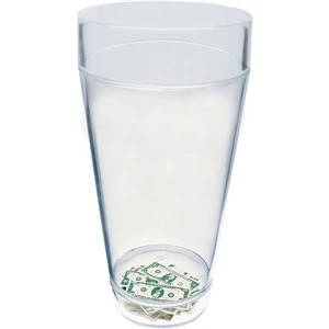Money - Compartment Pint Cup Made Of Clear Styrene With Theme, 3.375" X 7.125"