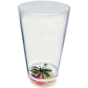 Beach - Compartment Pint Cup Made Of Clear Styrene With Theme, 3.375" X 5.875"
