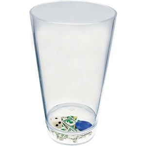 Casino - Compartment Pint Cup Made Of Clear Styrene With Theme, 3.375" X 5.875"