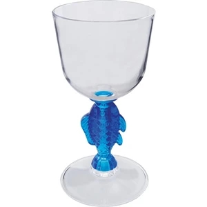 Fish - Novelty Stem Wine Glass Made Of Nas Acrylic Plastic. 3"w X 6.25"h. 7 Oz