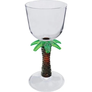 Palm - Novelty Stem Wine Glass Made Of Nas Acrylic Plastic. 3"w X 6.25"h. 7 Oz