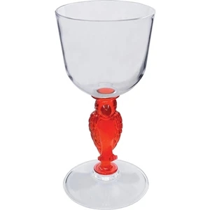 Parrot - Novelty Stem Wine Glass Made Of Nas Acrylic Plastic. 3"w X 6.25"h. 7 Oz