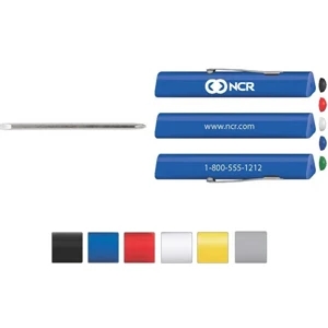 Tri-ad (tm) - Button Top - Triangular Shaped, Reversible Pocket Screwdriver With Easy To Change 2 In 1 Blade