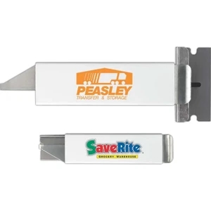 Two Or More Color Imprint - Box Cutter And Scraper With Metal Body And Cover