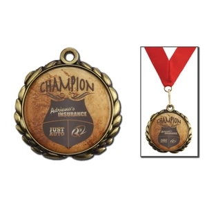 2 1/2" - Usa Made Rush Printed Medal With Antique Finish. 6 Day Production