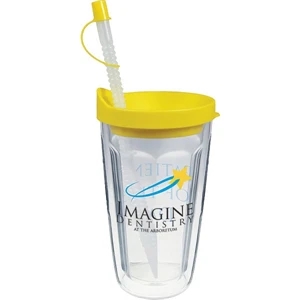Thermal Double Wall Travel Tumbler w/ Lid & Straw