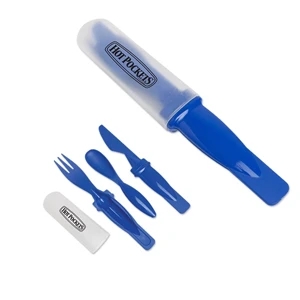 Blue - Plastic Utensil Set. Great For All Types Of Businesses And Promotions
