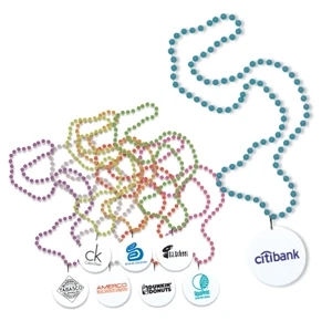 Glow In The Dark Medallion Beads, 33" Necklace, 2 1/2" Medallion And 7mm Beads