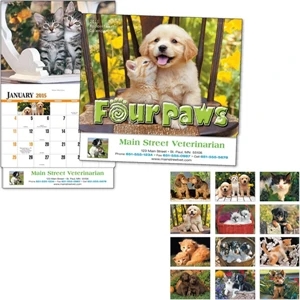 Four Paws - Thirteen Month Appointment Calendar With Images Of Puppies And Kittens