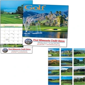 Thirteen Month Appointment Calendar With A Close-up View Of Golf Courses