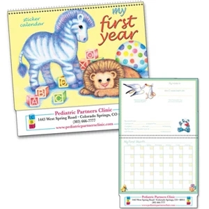 My First Year (tm) - Non-dated, Spiraled Baby Calendar With Colorful Stickers