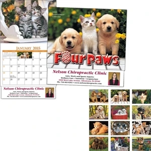 Miniatureline (tm) Four Paws - Thirteen Month Miniature Calendar With Images Of Puppies And Kittens