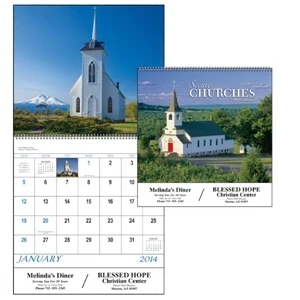 Scenic Churches - Spiral, 13-month Scenic 2015 Calendar Features Charming Country Churches