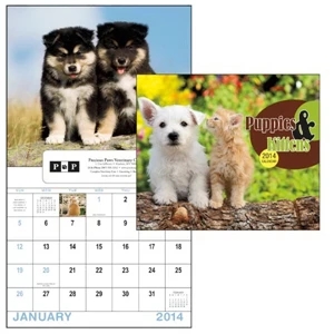 13-month Window 2015 Calendar With Adorable Images Of Puppies And Kittens