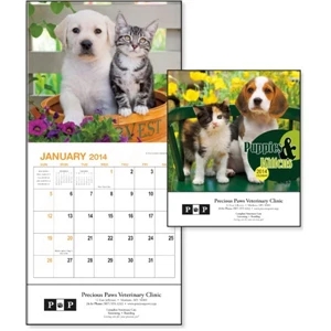 2015 Mini, 12-month Calendar With Adorable Images Of Puppies And Kittens