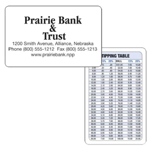 Tipping Table Wallet Card. The Back Of The Card Is A Handy Tipping Table
