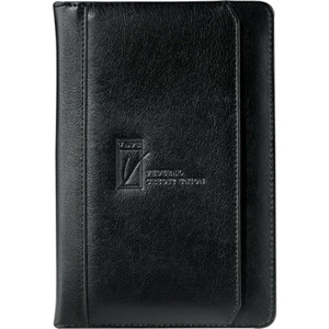 Manchester - Junior Zippered Pebble Grain Ultra Hyde Padfolio. Built-in Solar Calculator