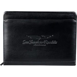 Manchester - Zippered Pebble Grain Ultra Hyde Padfolio. Built-in Solar Calculator