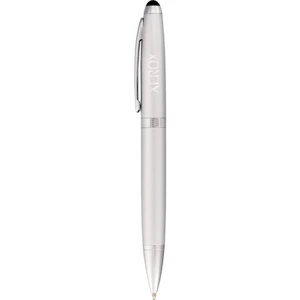 Seville - Silver Color, Twist Action Ballpoint Pen With Brass Barrel And Black Ink Cartridge