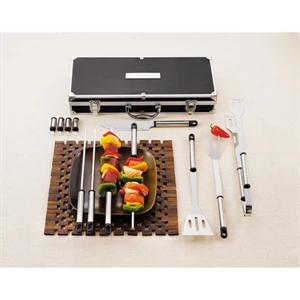 Grill Master - Aluminum Cased, 13 Piece Grill Set With Spatula, Tongs, Knife, Fork And More