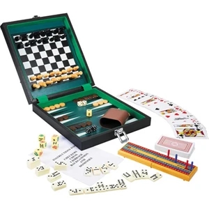 Six-in-one Game Set; Checkers, Chess, Dominoes, Backgammon, And More