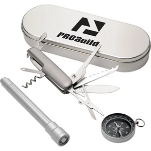 Pathfinder - Four Piece Gift Set Includes Compass, Multi-function Knife And Flashlight In Case