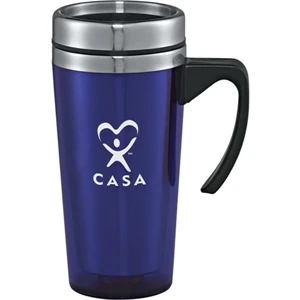Glacier - San Plastic Travel Mug With Stainless Steel Liner And Thumb Slide Lid, 16 Oz
